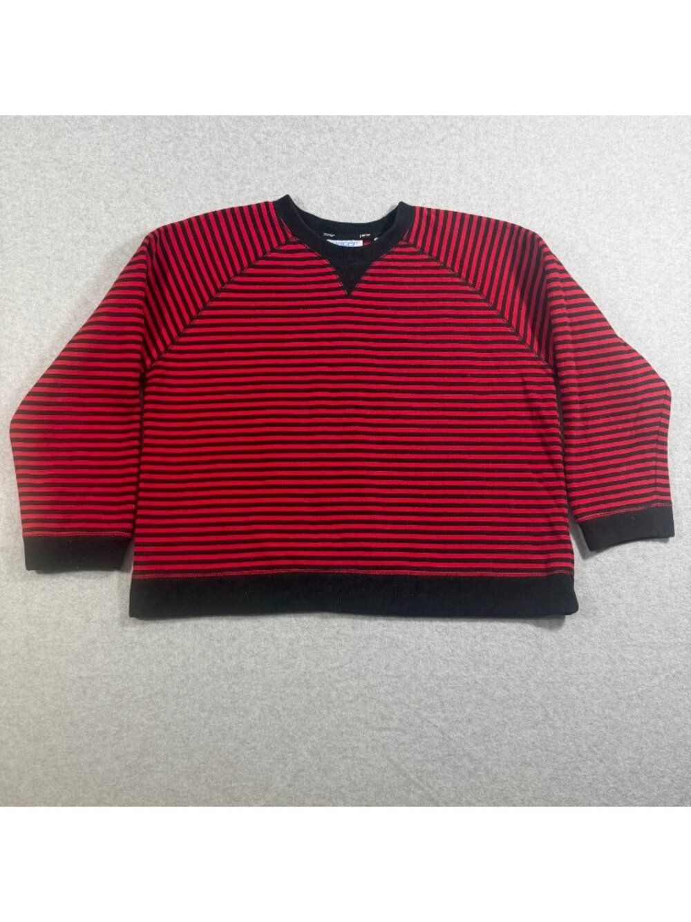 Pacer Youth Size L Red Black Striped Sweatshirt Raglan Long Sleeve Pullover